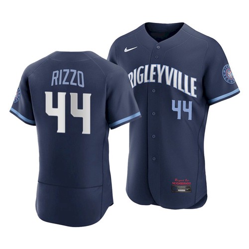 Men's Chicago Cubs #44 Anthony Rizzo 2021 Navy City Connect Stitched MLB Jersey